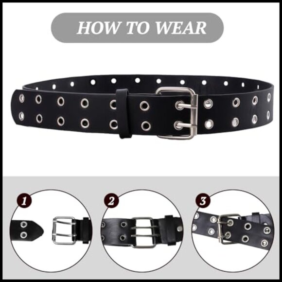 PU Leather Studded Belt Set, Adjustable Fit, 3 Styles